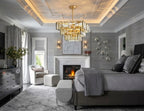 Modern Tiered Art Glass Chandelier in Cozy Bedroom Interior