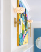 Modern Alabaster Bowl Wall Sconce in Hallway Corridor
