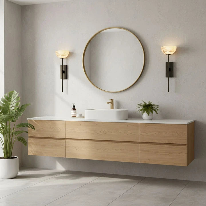 Modern Alabaster Wall Sconce in Modern Bathroom Design