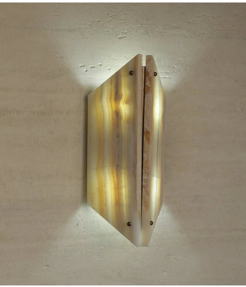 atural White Glow Travertine Wall Light Studio Shot