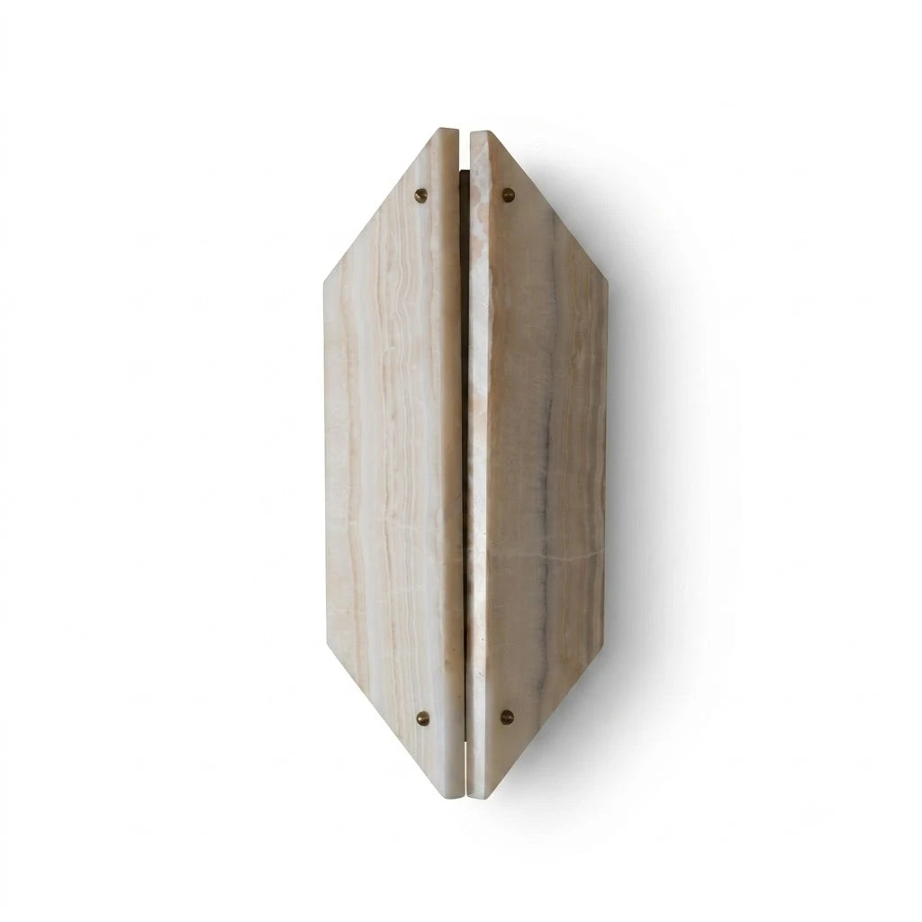 Geometric Travertine Wall Sconce on White Background