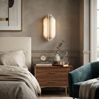 Geometric Stone Wall Light as Ambient Bedside Lighting