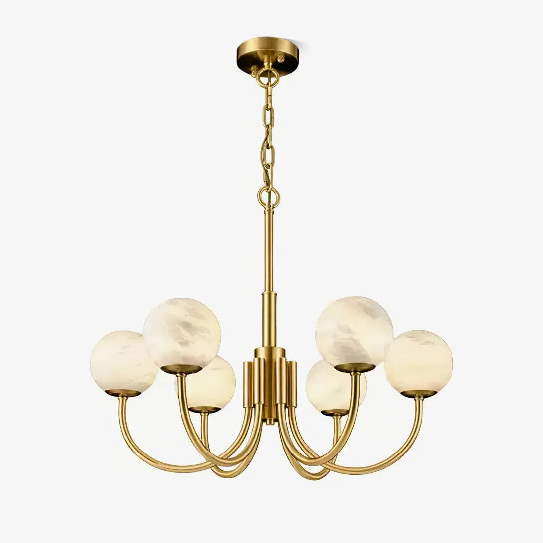 Modern Alabaster Globe Branch Chandelier Studio Product Shot