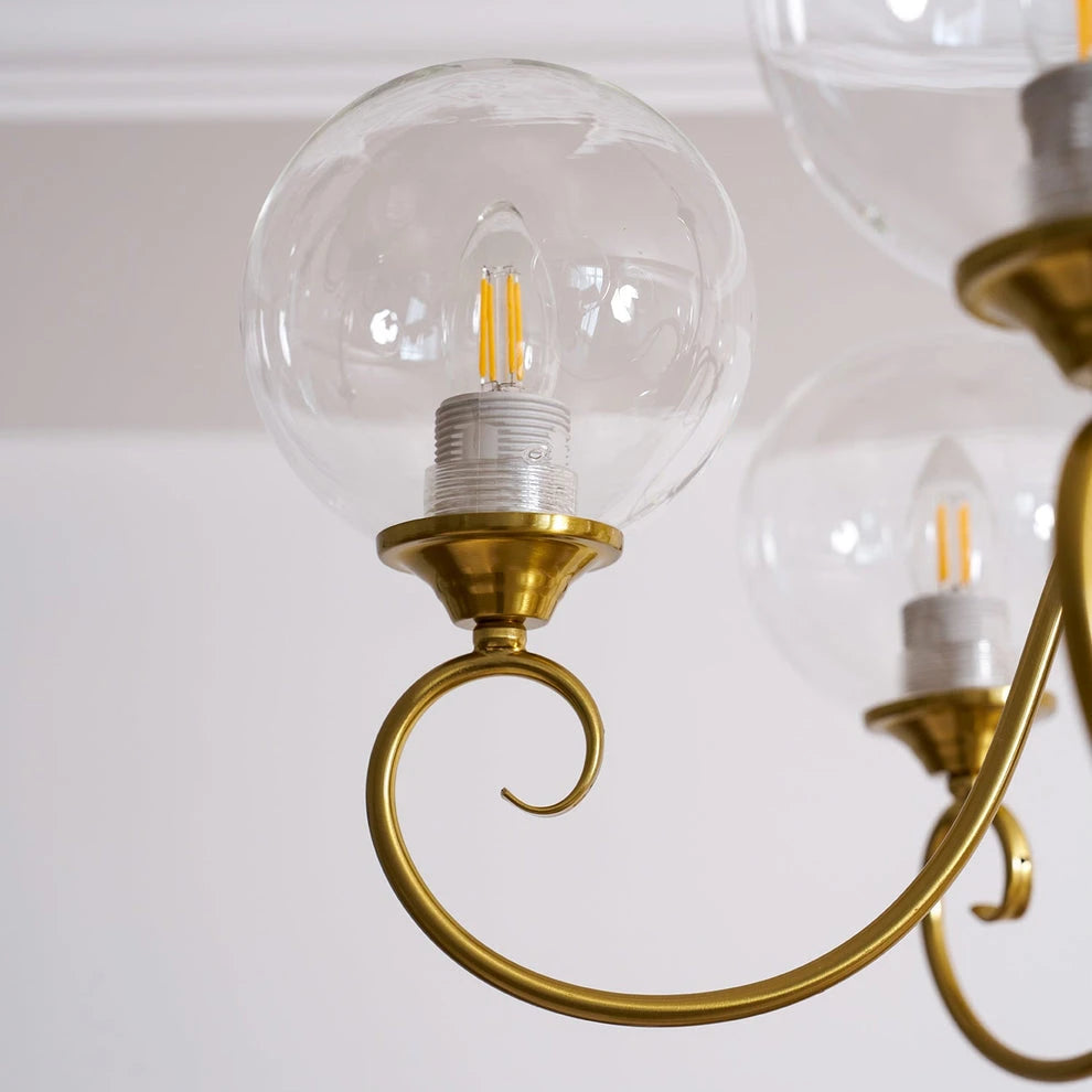 Curved Brass Rose Chandelier