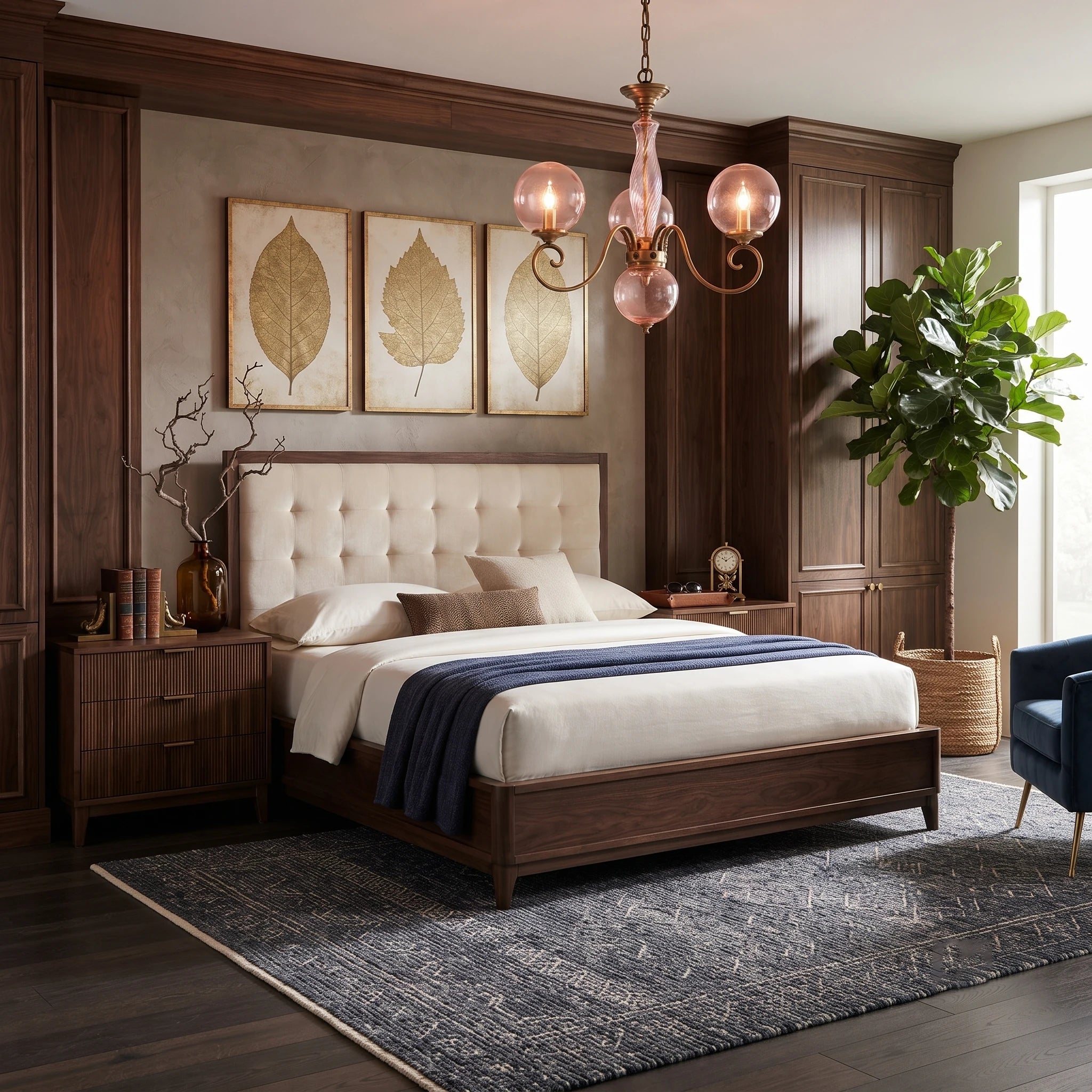 Curved Brass Rose Chandelier