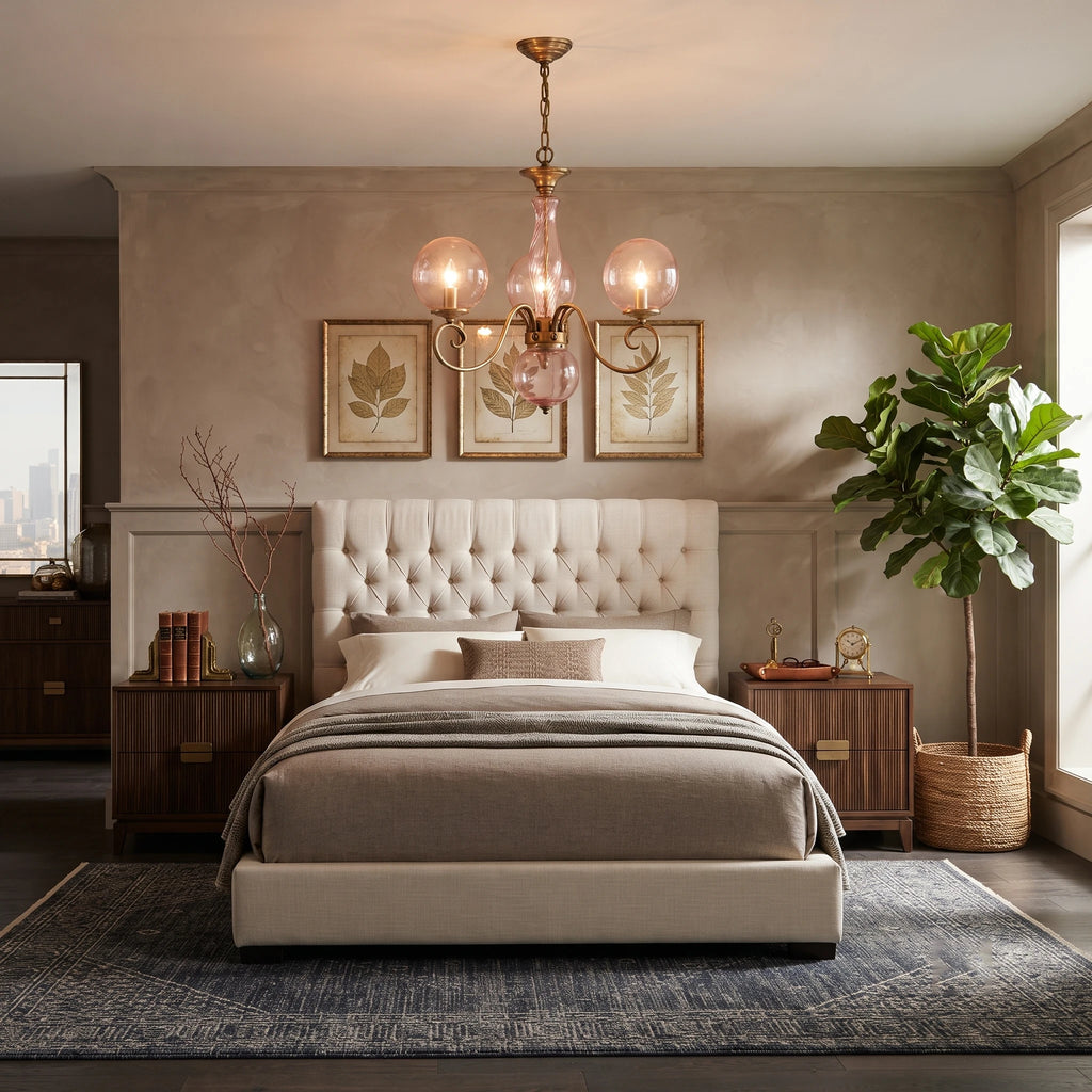 Curved Brass Rose Chandelier