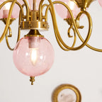 Curved Brass Rose Chandelier