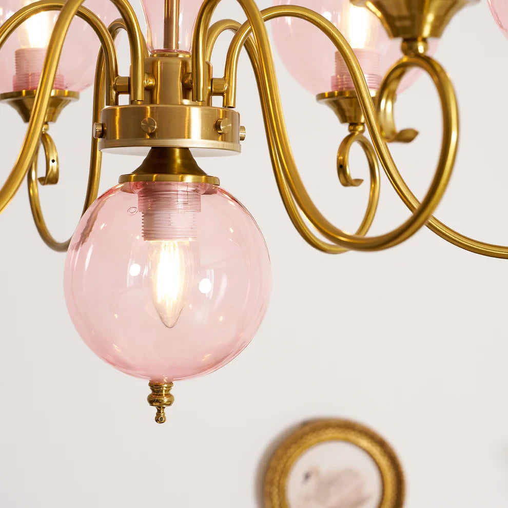 Curved Brass Rose Chandelier