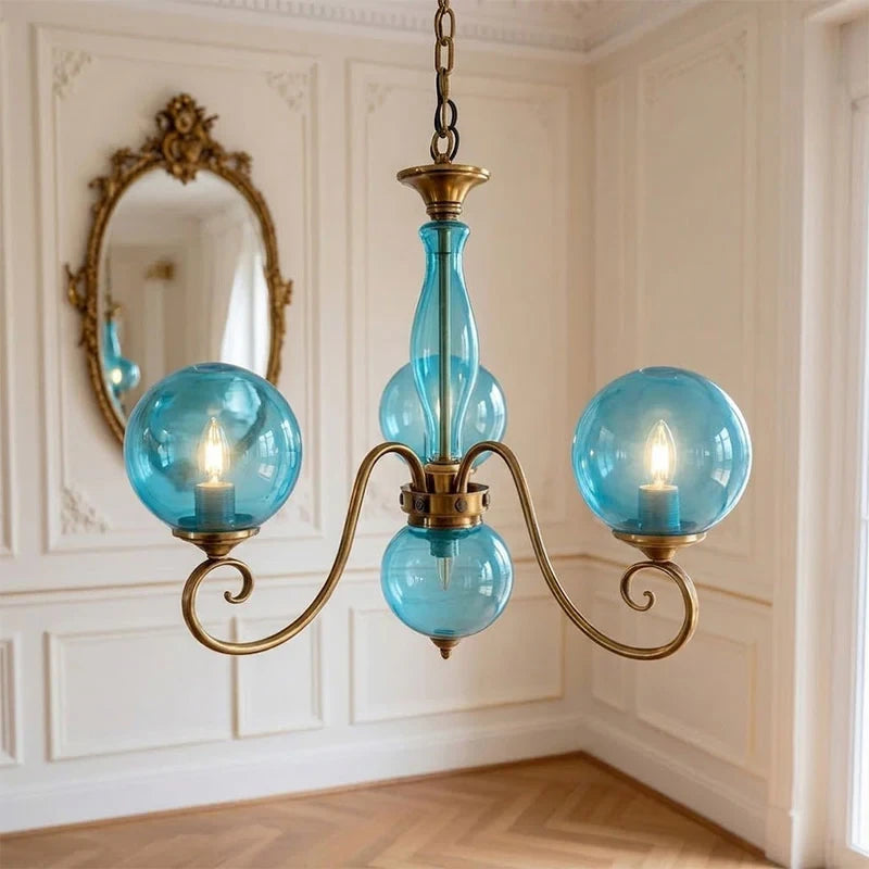 Curved Brass Rose Chandelier