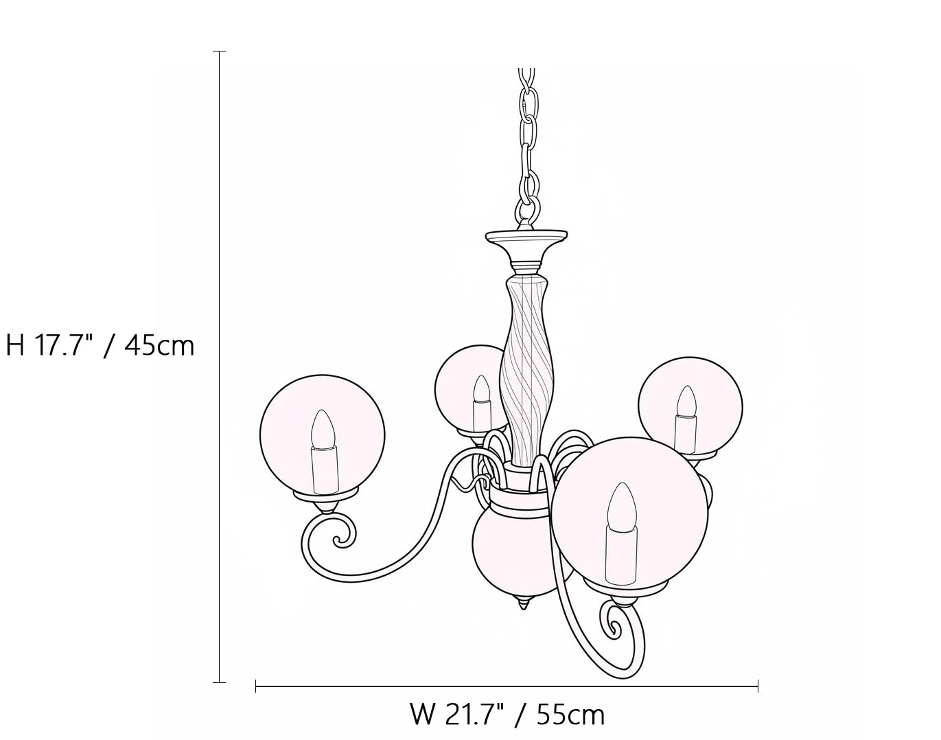 Curved Brass Rose Chandelier