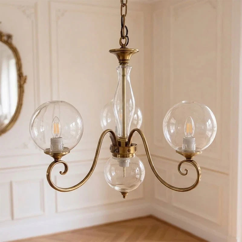Curved Brass Rose Chandelier