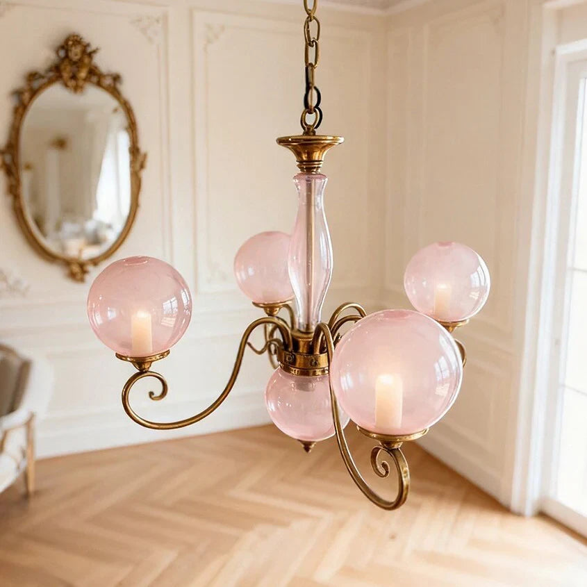 Curved Brass Rose Chandelier