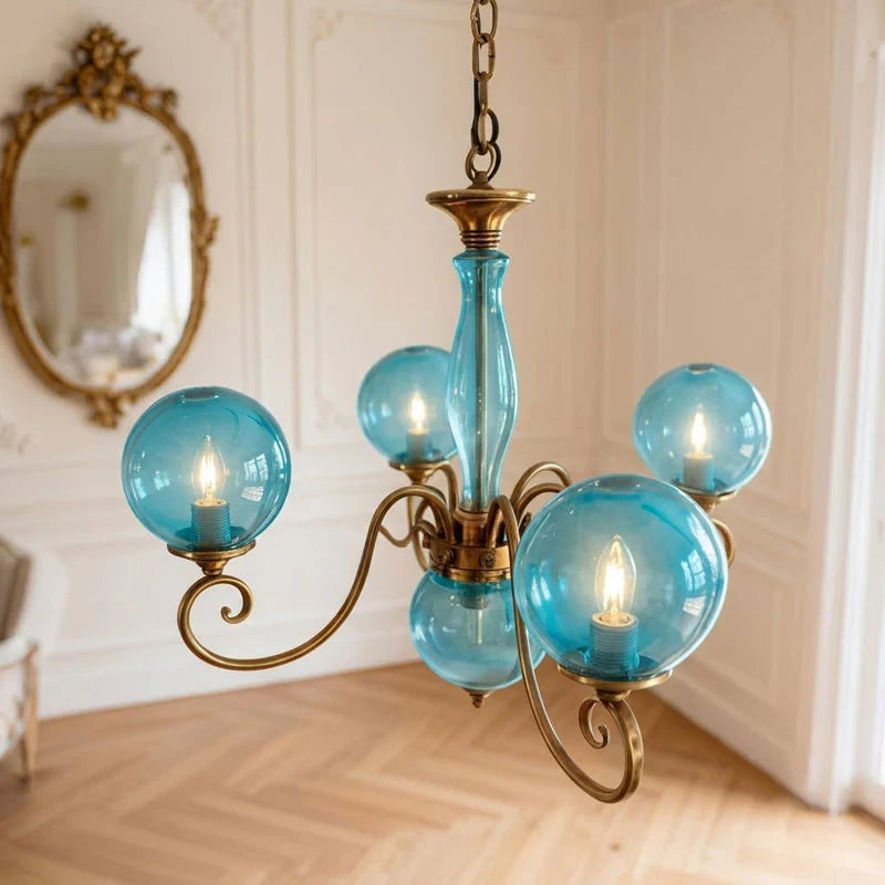 Curved Brass Rose Chandelier