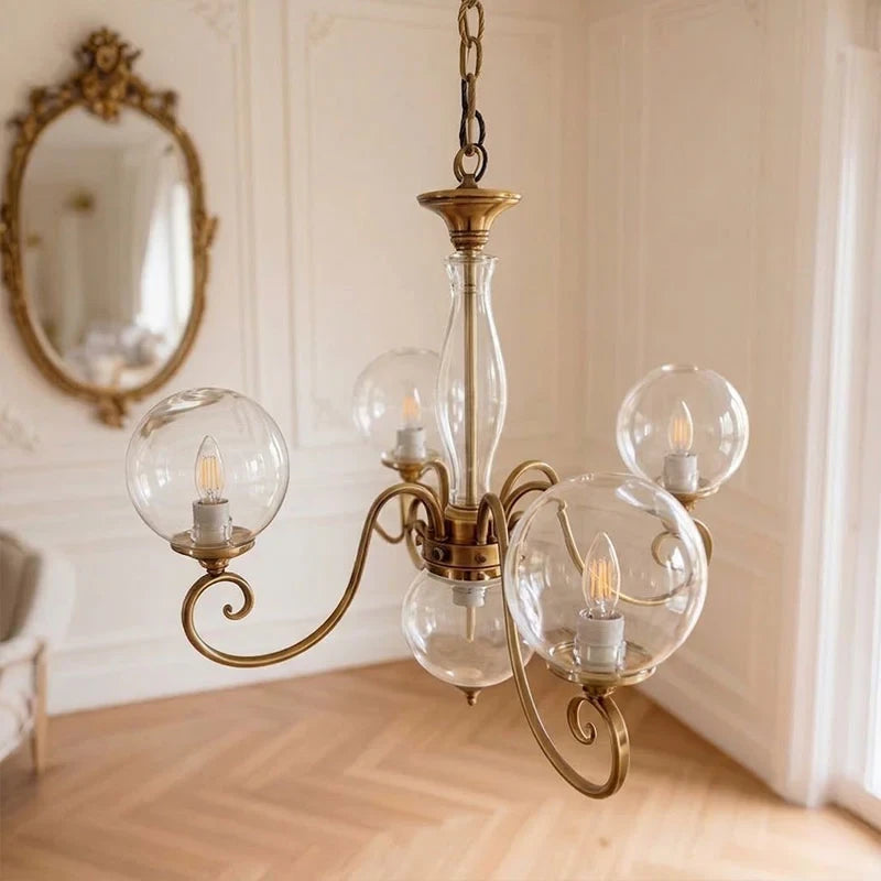 Curved Brass Rose Chandelier