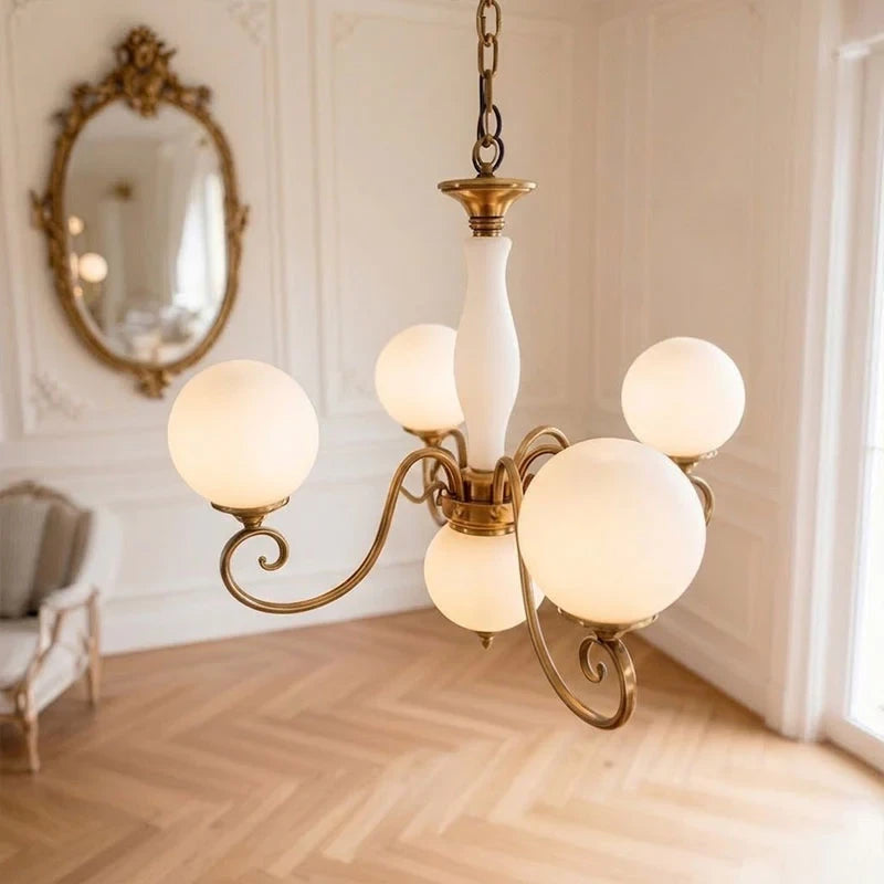 Curved Brass Rose Chandelier