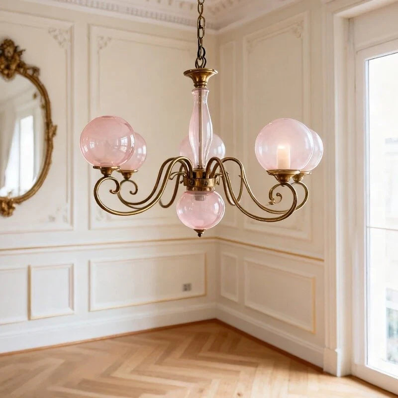 Curved Brass Rose Chandelier