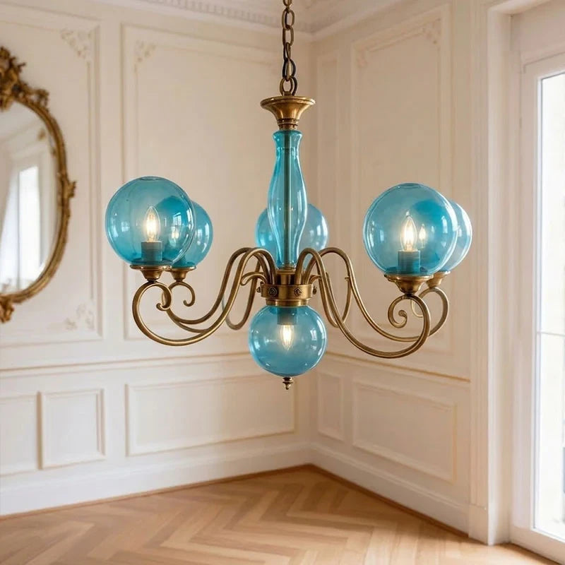 Curved Brass Rose Chandelier