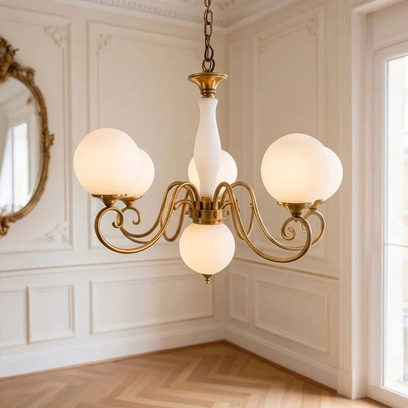 Curved Brass Rose Chandelier