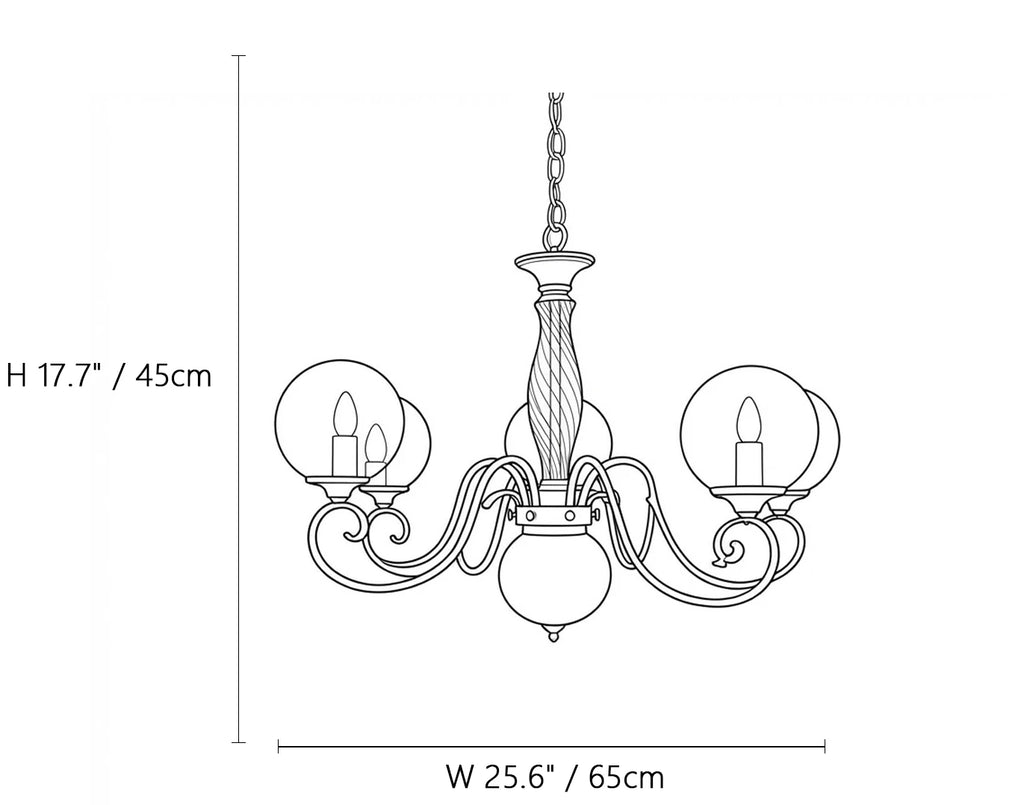 Curved Brass Rose Chandelier
