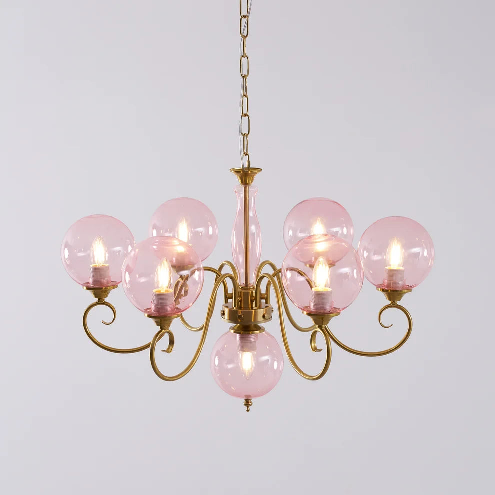 Curved Brass Rose Chandelier