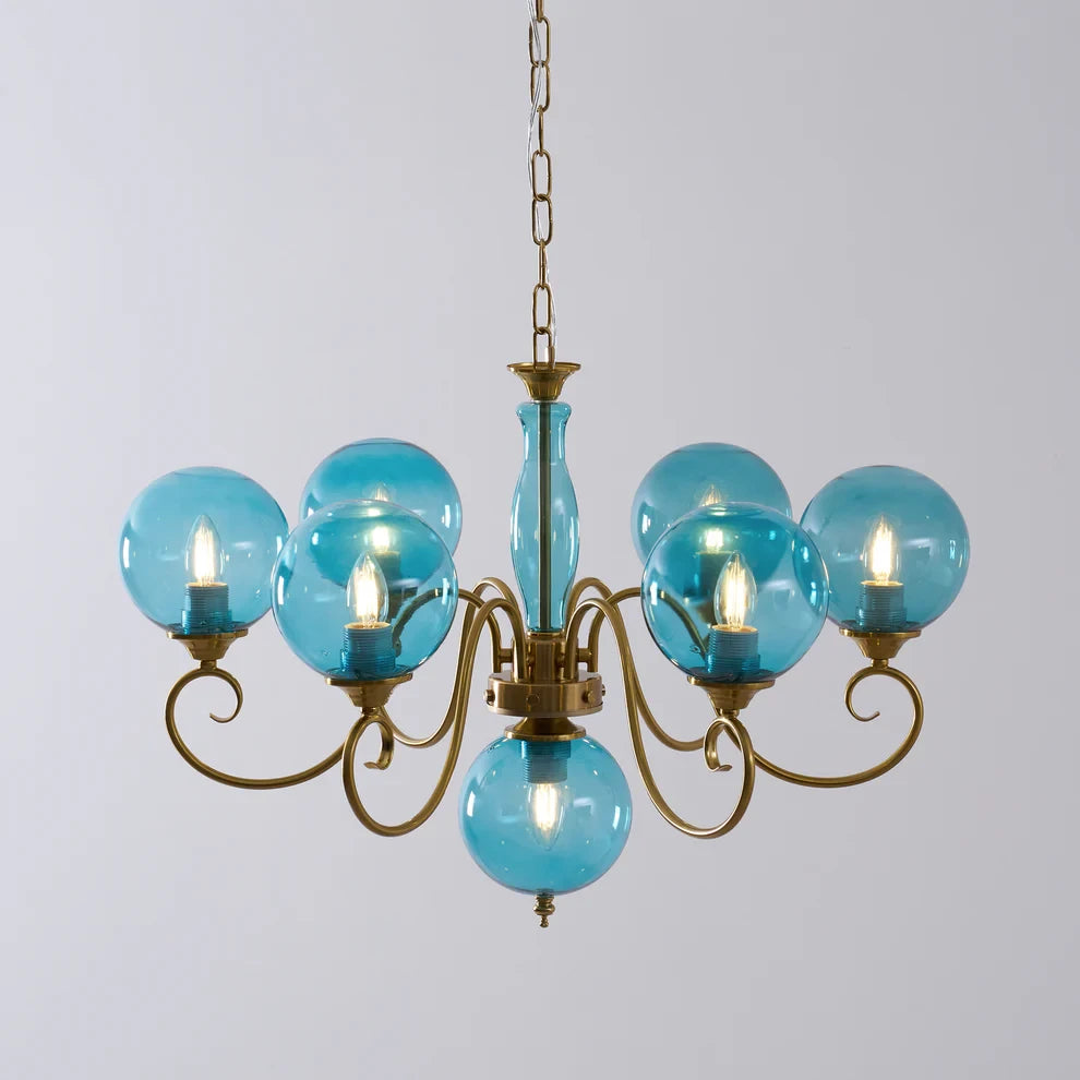 Curved Brass Rose Chandelier