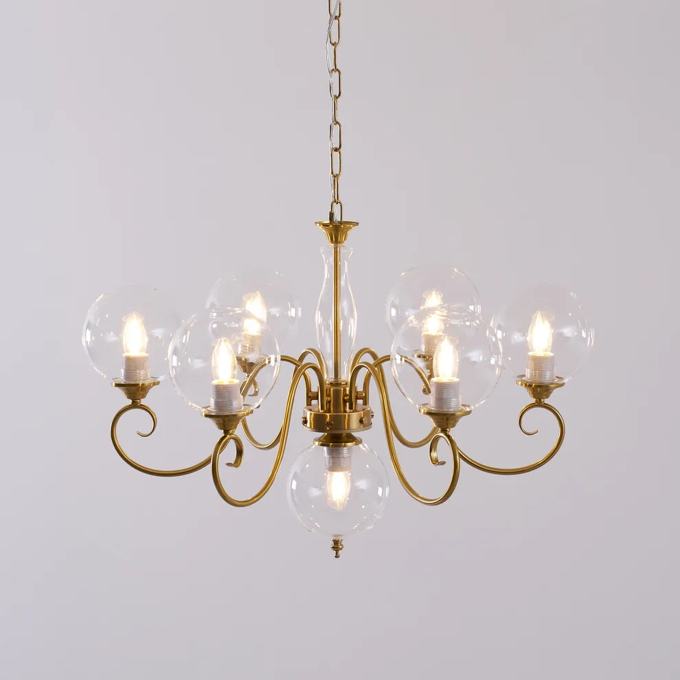 Curved Brass Rose Chandelier