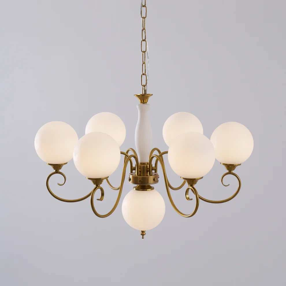 Curved Brass Rose Chandelier