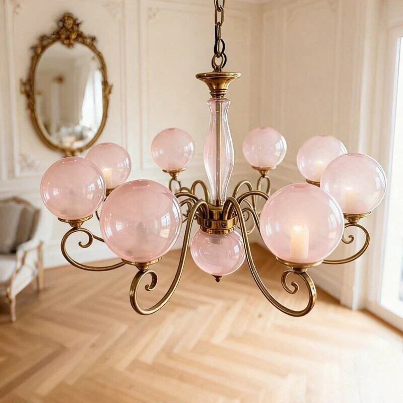 Curved Brass Rose Chandelier