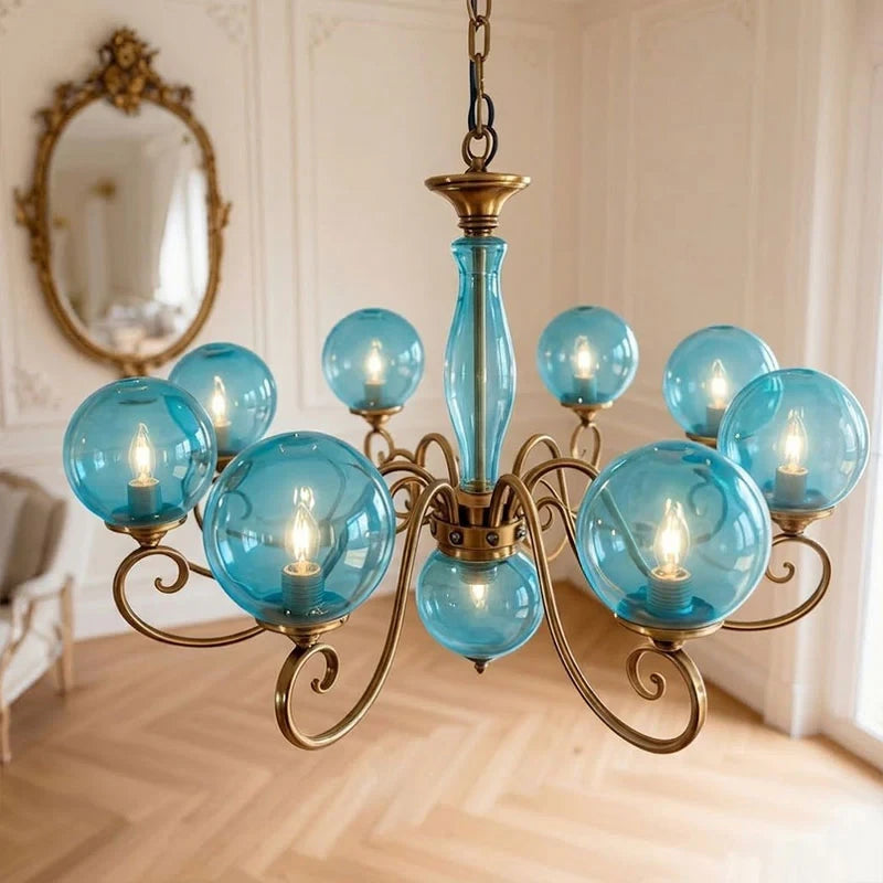Curved Brass Rose Chandelier