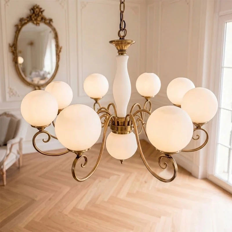 Curved Brass Rose Chandelier