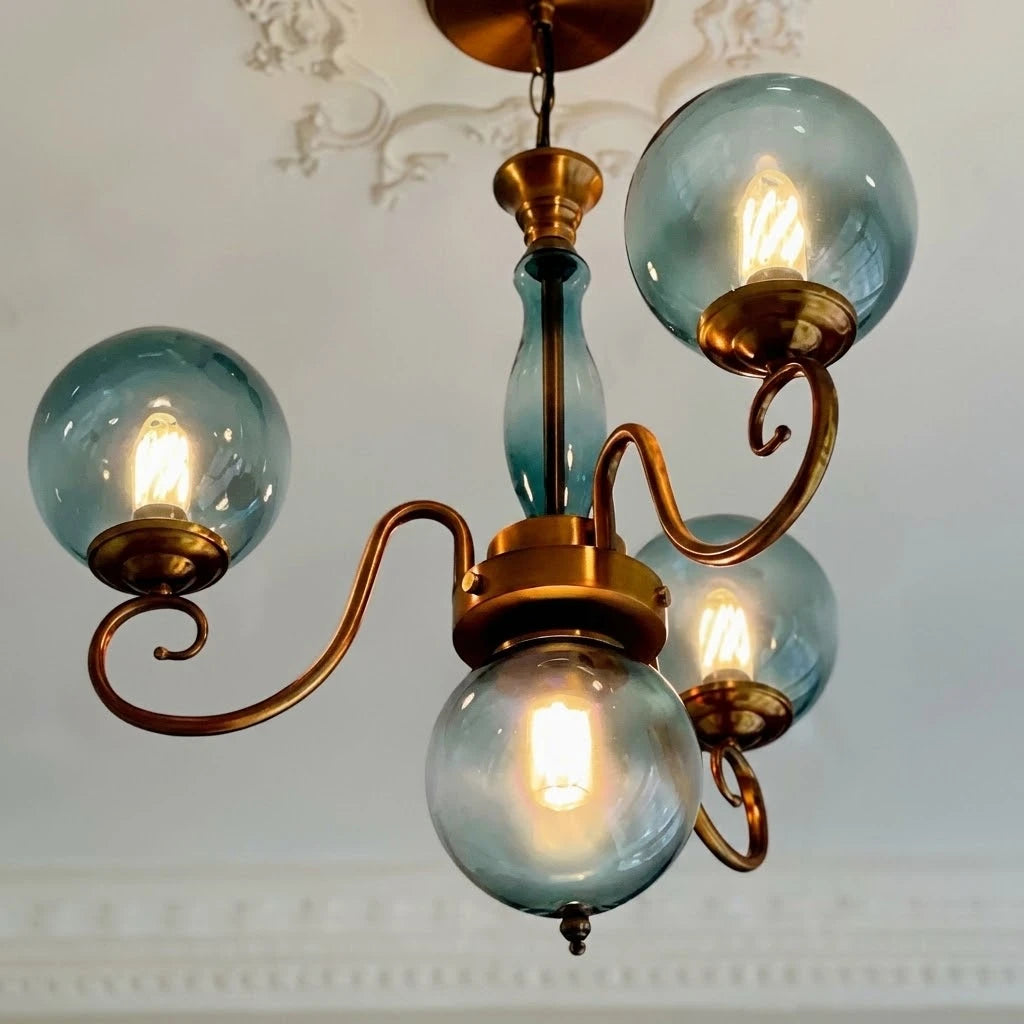 Curved Brass Rose Chandelier