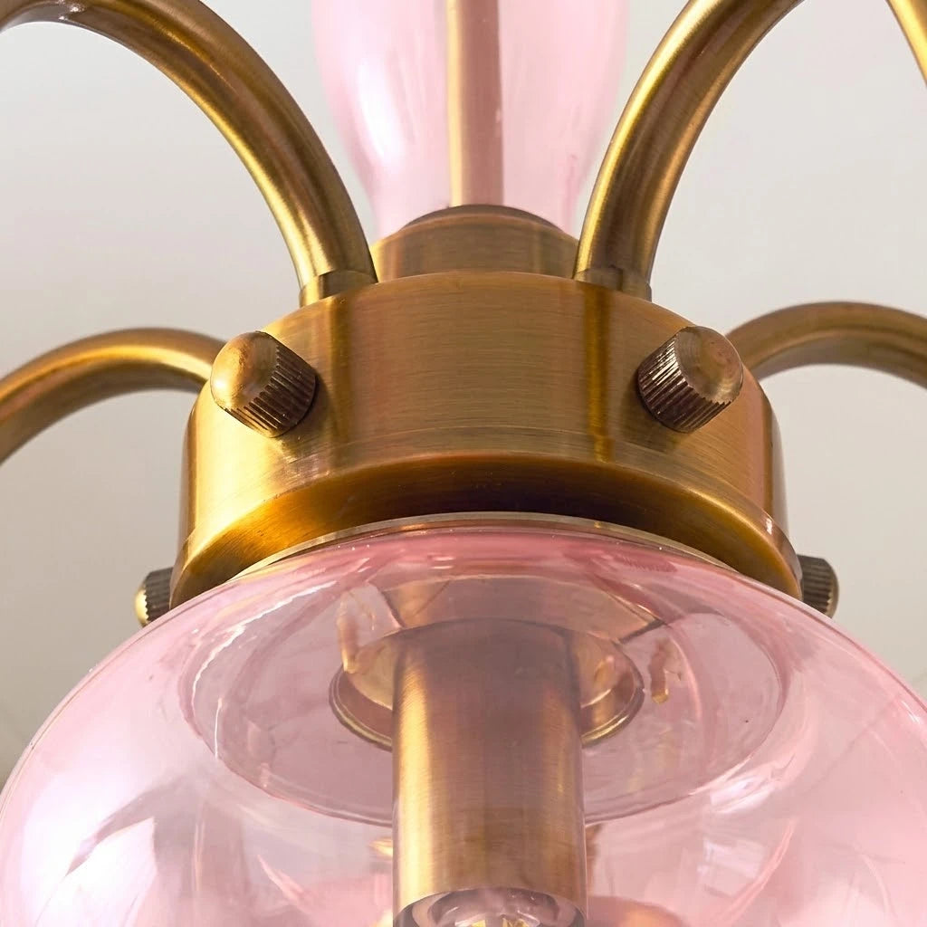 Curved Brass Rose Chandelier