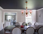 French Country Brass Chandelier Over Dining Room Table