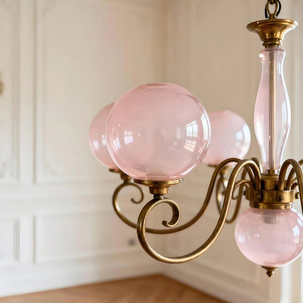 Curved Brass Rose Chandelier