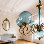 Curved Brass Rose Chandelier