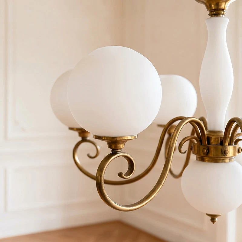 Curved Brass Rose Chandelier
