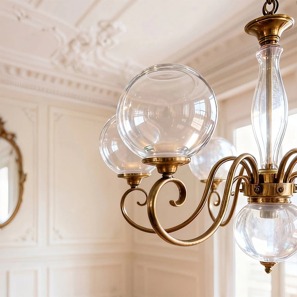 Curved Brass Rose Chandelier