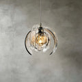 Illuminated Modern Silver Pumpkin Art Glass Pendant Light Studio Shot on Pure White Background