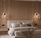 Modern Silver Pumpkin Art Glass Pendant Lights in Luxury Bedroom Interior