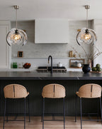 Modern Pumpkin Art Glass Pendant Lights in Open Plan Kitchen Dining