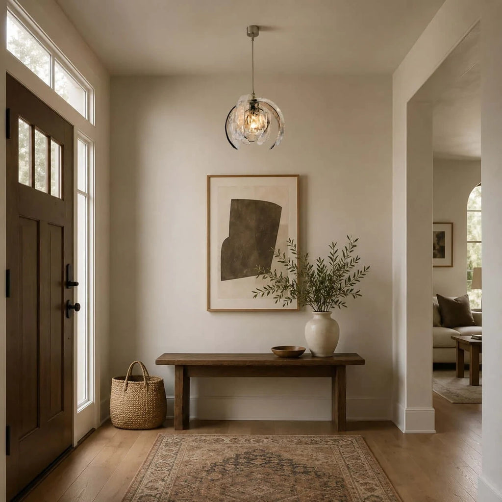 Modern Pumpkin Art Glass Pendant Light in Entrance Hallway