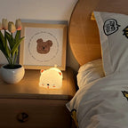 Cute Silicone Sleeping Cat Night Light on Kids Bedroom Nightstand