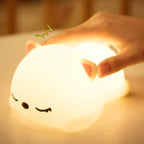 Hand Tapping and Adjusting Cute Silicone Cat Night Light