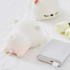 Recharging Cute Silicone Sleeping Cat Night Light with Portable Power Bank
