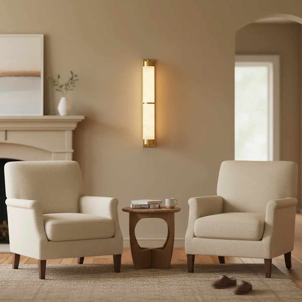 Cylindra Alabaster Brass Wall Light