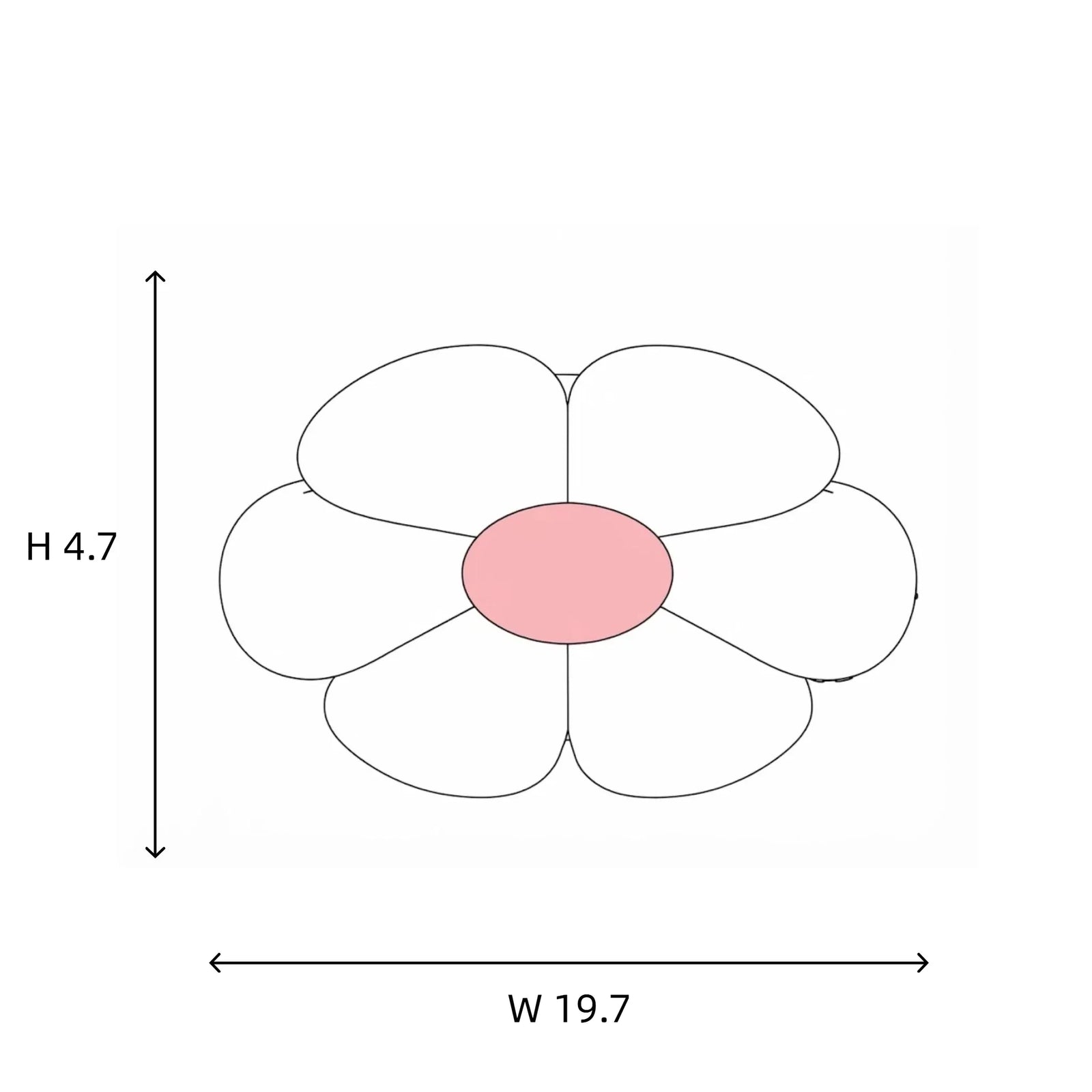 Cute Flower Petal Flush Mount Ceiling Light Line Art Dimension Diagram