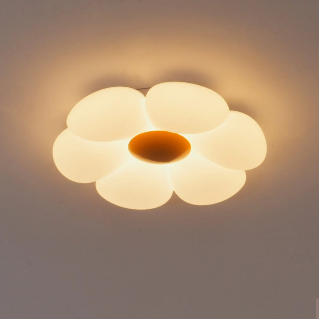 Illuminated Yellow Flower Petal Ceiling Light Studio Display