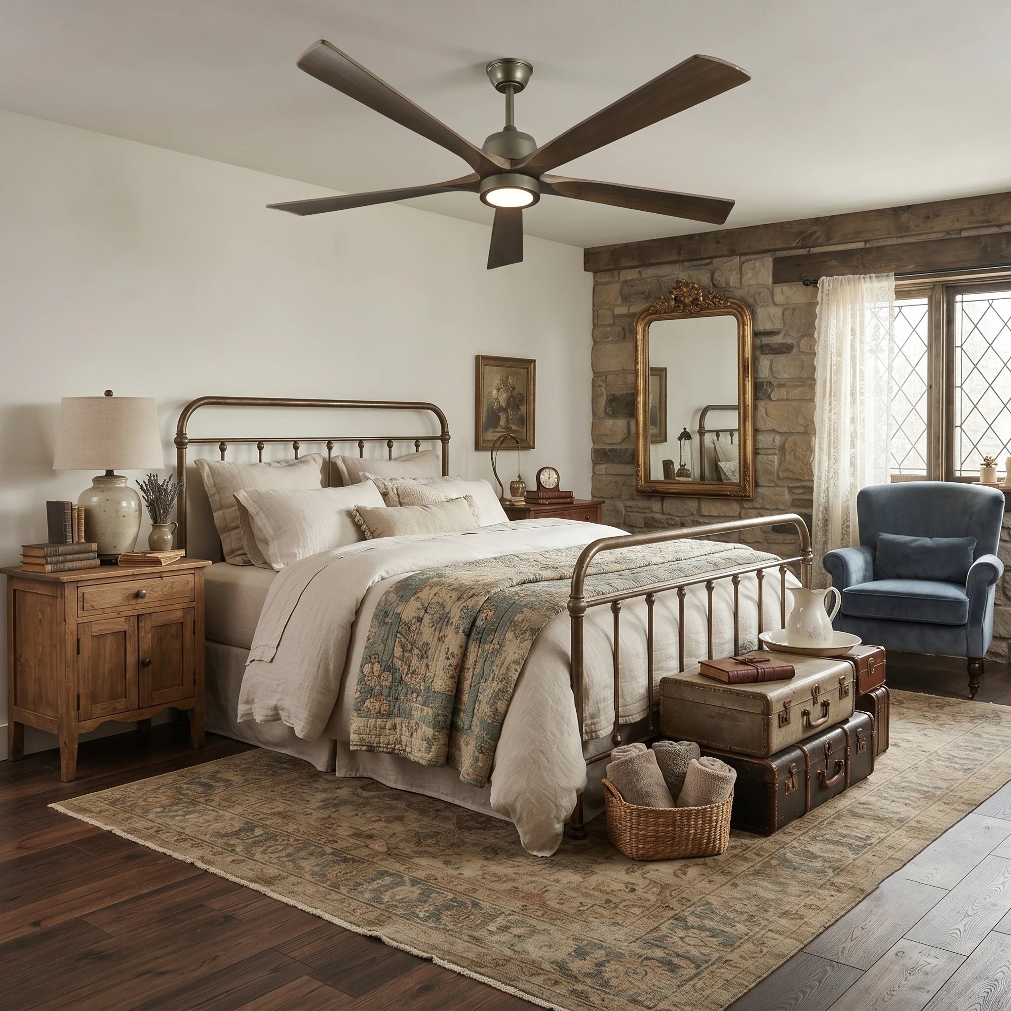Dark Walnut Streamline Ceiling Fan