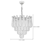 Modern Frosted White Feather Wave Art Glass Chandelier Line Art Dimension Diagram