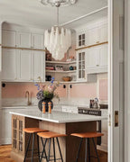 Modern Frosted White Feather Wave Art Glass Chandelier in Modern Kitchen Interior